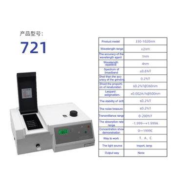 721 Vizibile Spectrofotometru UV Tester Spectrale de Bandă largă 4NM Mare Precizie Contor de Lumină lungime de Undă Intervalul 330-1020NM 110-220 V