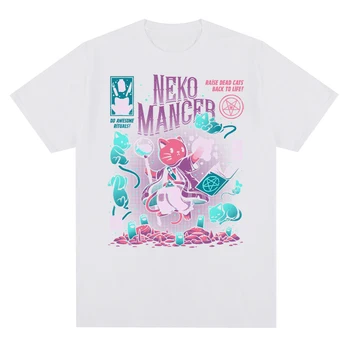 Minunat Nekomancer Cat Imprimat Tricouri Pentru Bărbați Și Femei Harajuku Y2K Supradimensionat Tricou de Moda Drăguț Kawaii Haine Streetwear Tee