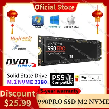 990 PRO SSD m2 NVME 512GB ssd de 1TB, 2TB ssd M. 2 NMVE PCIE3.0 PCIE4.0 2280 NGFF4TB 8TB Interne de Hard Disk HDD pentru PC PS5