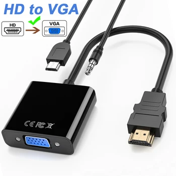 HD 1080P compatibil HDMI La VGA Cablu Convertor Audio de Alimentare de sex Masculin La Feminin Convertor Adaptor pentru Tablet PC laptop, TV