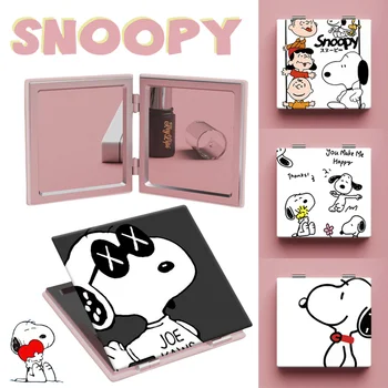 Snoopy Portabil de Pliere a oglinzilor de Desene animate Drăguț Femei Oglindă de Machiaj Fete de Moda față-verso Oglindă de Buzunar Accesorii Machiaj