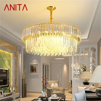 ANITA Aur de Lux Candelabru Corpuri Moderne de Cristal Pandantiv Lampa Acasă cu LED-uri pentru luat Masa Cameră Decor