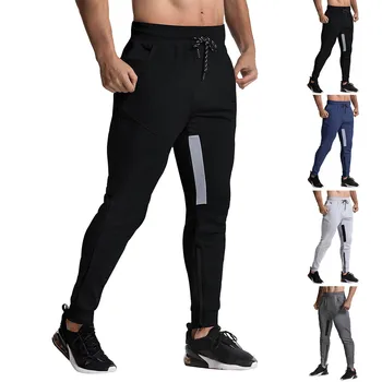 Moda pentru bărbați din Bumbac Monocrom Sport Talie Elastic Pantaloni Casual Funduri de Trening Vrac se potrivi