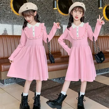 2023-Coreean Primavara Toamna Pentru Copii Fata Tricotate Rochie Pulover Top Pulovere Pulover Elementare Fată Pulover Fata De Junior Îmbrăcăminte