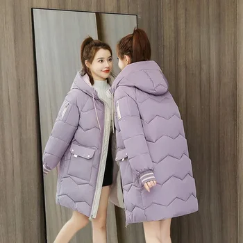 2024 Iarna Padded Parka Coat Femei de sex Feminin coreeană Lung Liber Hanorac Zăpadă Haine Mid-lungime Sacou Cald Îngroșa Feminina Inverno