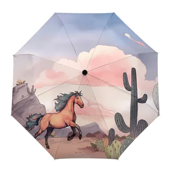 Cal Cactus Nori Automată Umbrelă De Călătorie Umbrelă De Pliere Portabil Umbrelă De Soare Vânt Umbrele
