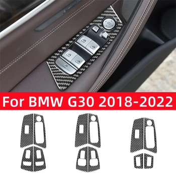 Pentru BMW Seria 5 G30 2018-2022 Accesorii din Fibra de Carbon Auto de Interior Ferestre de Ridicare Panou de Control Butonul de Acoperire Tapiterie Autocolante