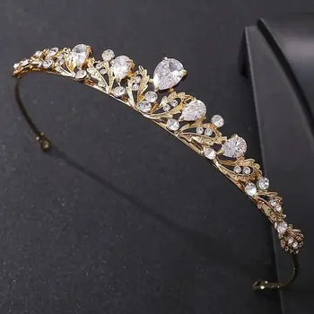Baroc De Culoare De Aur De Cristal Tiara De Lux Stras Zircon Nunta Coroana De Păr Bijuterii Accesorii Femei Caciula Ornamente