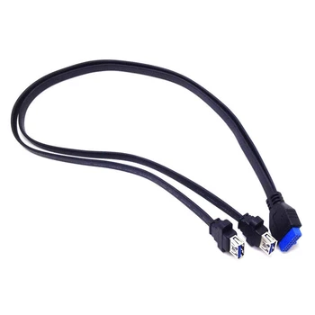 0,3 M Dual 2 Port USB 3.0 pe Panoul Frontal un Cablu de Extensie de Tip Feminin la 20 Pin Caseta Antet de sex Feminin Slot Cablu Adaptor