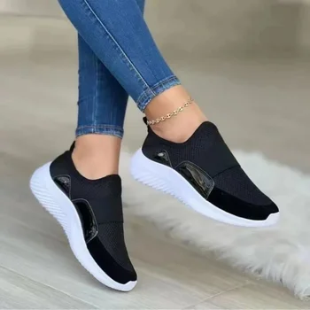 Vulcaniza Pantofi pentru Femei de Toamna-coreean Respirabil ochiurilor de Plasă Adidasi Femei Alunecare pe Pantofi Casual Plat Doamnelor Lumina Mocasini 2024