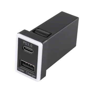Incarcator auto Tip C PD+USB QC3.0 Interfață Dual Socket Pentru Încărcător de Telefon Mobil Pentru Toyota GM 33.5X23mm