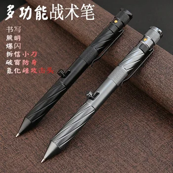Multifunctional Tactical Pen Led-Uri De Iluminat De Urgență Pix Cu Cuțitul Realizarea Edc Autoapărare Tactical Pen Scris Stat