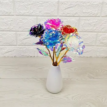 Aur de 24K Folie Rose Galaxy Flori Artificiale Cu o Cutie-Cadou Și Geantă de mână de Ziua Îndrăgostiților, Aniversare de Nunta, Cadouri de Consumabile