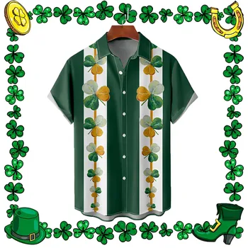 Bărbați Trifoi Grafic tricou sfântului Patrick-Ziua Bluze Irlandez-Naționale-Ziua Verde tricouri barbati Topuri cu Maneci Dungă camisas de hombre