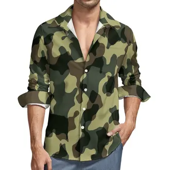 Camuflaj Verde Streetwear Tricou Casual Sex Masculin Armata Camuflaj Cămașă De Primăvară Liber Bluze Cu Maneca Lunga Personalizat Supradimensionat Îmbrăcăminte
