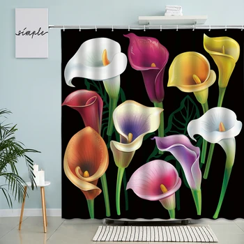 Flori De Lalea Perdea De Duș Floral Colorat Transparent Design De Artă De Accesorii Pentru Baie Cu Cârlig Perdele Europene Decor Acasă