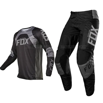 Bayliss FOX Costum de Curse Motocross de 180 de Trice Lux de Viteze Set Jersey Pantaloni ATV-UTV Pantă Biciclete Kituri de Ciclism Offroad Negru Bărbați Femei