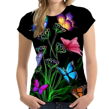 Fluture Floral Tricouri Flori Imprimate 3D Femei Bărbați Streetwear Tricou Maneca Scurta Supradimensionate Harajuku Copii Topuri Tricouri Îmbrăcăminte