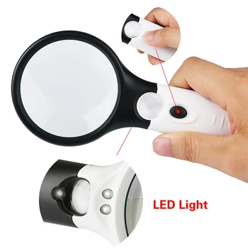 3 LED-uri de Lumină 45X Portabile Lupa de Citire cu Lupă de Sticlă Lentile de Bijuterii Lupă