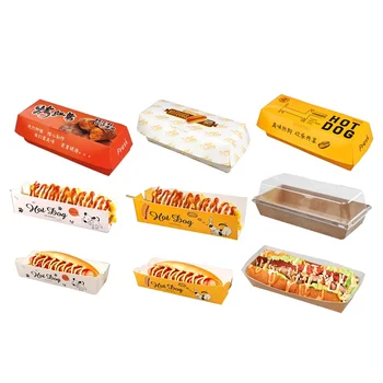 Personalizate productDisposable Dreptunghiulară Kraft Cutie Scoate Branza Hot Dog Containere Personaliza Alimente Titularul Tăvi de Hârtie