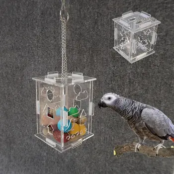 Papagali de căutare a hranei Jucării produse Alimentare Alimentator de Pasăre Agățat de căutare a hranei Lanț Tratează Hrănire alimente Cutie Colivie Accesorii C42