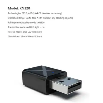 5.0 Transmițător Receptor Mini Stereo AUX RCA USB Jack de 3,5 mm Pentru TV, PC Car Kit Audio Wireless Adapter