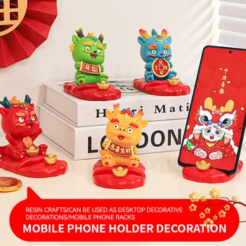 2024 Anul Nou Statueta Rasina De Artizanat Dragon Ornament Zodiac Suport Pentru Telefonul Mobil, Desktop Acasă Festivalul De Primăvară Decorare