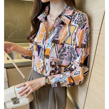 Noua Moda Coreeană Doamnelor Camasi De Imprimare Bluza Femei Topuri Femeie, Buton Camasa Fete Maneca Lunga Casual Bluza Py8913