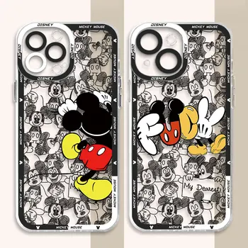Mickey Minnie Mouse Caz pentru iPhone X XS 12 Mini-13 Pro Max 15 Plus 14 Pro 7 6s 8 SE XR 11 XS Funda TPU Transparent Capac Moale