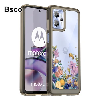 Floare Stil Transparent Greu Acrilic Caz de Telefon Pentru Motorola Moto G23 G13 4G la Șocuri Capacul din Spate