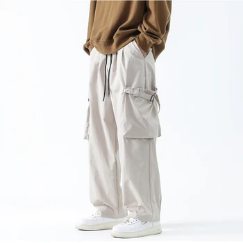 Noua Gamă Largă De Picior Buzunar Cargo Barbati Pantaloni Pantaloni Alpinism Neutru Liber Casual Hip Hop Streetwear Supradimensionat Direct Pantaloni În Aer Liber