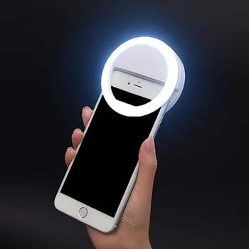 Moda LED Selfie Lumină Clip Inel Lanterna Pentru Telefoane Mobile USB Reincarcabila Cu 3 Moduri de Iluminare Fata Selfie Lampa Clip pe Telefon