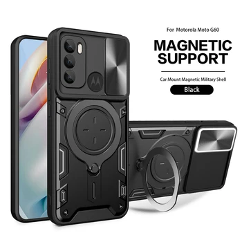 Slide Camera case pentru Motorola Moto G60 Masina de Lux Montare Suport Magnetic Armura rezistenta la Socuri Margini Moi Telefon Acoperi MotorolaMotoG60