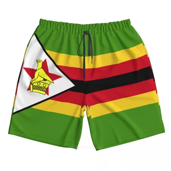 2023 Vara Poliester Zimbabwe Țară Steag 3D Imprimate Bărbați pantaloni Scurți de Plajă Buzunar Rulează Pantaloni de Vara