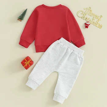 Băiețelul de Craciun Tinuta de Toamna cu Maneci Lungi Pom de Crăciun Tricou de Culoare Solidă Pantaloni Lungi 2 buc Set Haine 2023