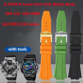 Cauciuc Watchband Modificat Curea Pentru Casio G-SHOCK Ferma de Stejar GM-5600 GA2100 GM2110 GA-2110 Om de Sport Silicon 16MM Ceas Brățară