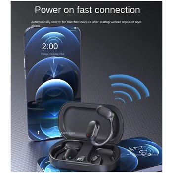 Wireless Căști De Ureche-Montat Conducție Osoasă Căști Bluetooth Căști Funcționează Pe Smartphone-Uri Muzica Cască Neagră Durabil