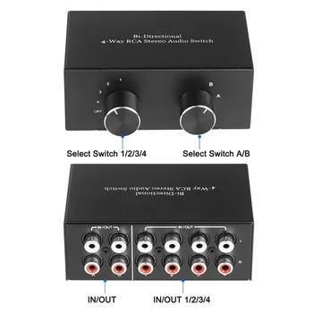 Bi-Direcțională 4-Way RCA Stereo Audio Comutator L/R Sunet Canal Audio Switcher,2 în 4 sau 4 in 2 Audio Splitter