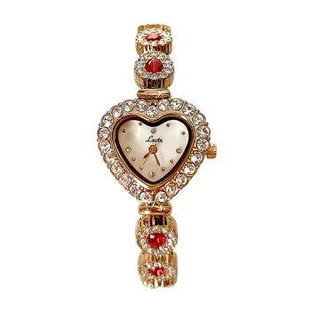 Femei Cuarț Ceas Mic De Aur De Formă Rotundă Caz Reloj Damele De Lux, Ceasul De Mână De Moda De Epocă Cu Diamante Brățară Brățară Ceas