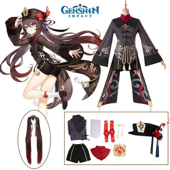 Genshin Impact Hu Tao Cosplay Costum HuTao Chineză Stil de Îmbrăcăminte Uniformă Peruca Anime Joc Costume de Halloween pentru Femei Fete