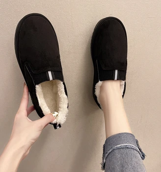 Femei Pantofi Platforma All-Meci Femeie Încălțăminte Slip-on Saboți Rochie Nouă de Iarnă Aluneca Pe Scurt de Pluș Cauciuc Turma Med de Bază cu