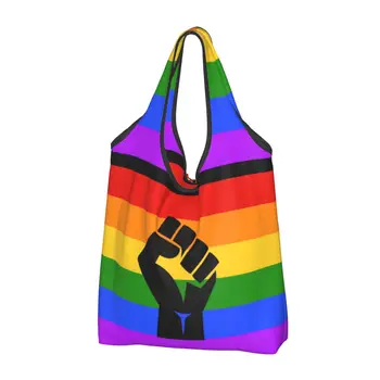 Viețile negrilor Contează BLM Mândrie Alimente Pungi de Cumpărături Kawaii Shopper Shoulder Tote Pungi Mari Portabil LGBT Curcubeu Geantă de mână