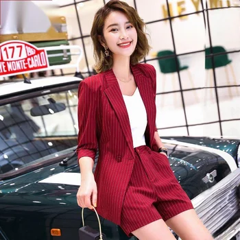 Femei de Moda Singur Buton Sacou Sau Pantaloni Sau 2/3pcs Set Profesional Temperament coreean Birou Dungă Haine Noi