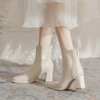 Femei Cizme Înalte Tocuri Sex Feminin Pantofi De Iarnă Încălțăminte De Lux, Designer De Cizme Cu Fermoar-Femei Stiletto Cauciuc Jumătatea Vițel Doamnelor Toamna 20