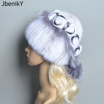 Florale Minge Pufos Pălărie Reale De Blană De Nurcă Femei Pălărie De Iarnă Pufos Fox Căciuli Elegant Zăpadă În Aer Liber Cald Fata De Real Pălării De Blană