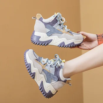 Femei Pantofi De Alergat Respirabil Sport Încălțăminte De Formatori Trend În Aer Liber De Mers Pe Jos Mozaic De Culoare Rotund Toe Adidași