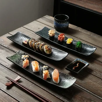 Dreptunghiulară sashimi placa fel de mâncare Rece discuri Ceramice de Epocă restaurant Special farfurie lung pentru sushi Japonez de Gătit creativ placa