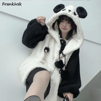 Parka Femei Drăguț Panda Model All-meci Moda Cald Stil Chinezesc Maneca Lunga High Street Hotsweet Simplu Toamnă College Chic