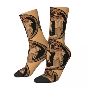Amuzant Ciorap de Compresie pentru Bărbați Athena Și Șarpele Din Colchis Hip Hop Mitologia greacă Ares Folclor Vechi Băieți Crew Sock