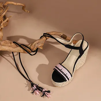 De mari dimensiuni Supradimensionate Mare și dimensiune mare wedge sandale Cruce Curele femei pantofi cu un design simplu si elegant, Confortabil